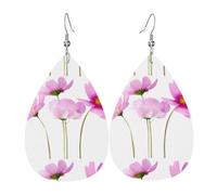 YYHHAOFA pink leaf flowers Prints Drip Leather Earrings - Elegant Faux Leather Drops for Festive & Everyday Style