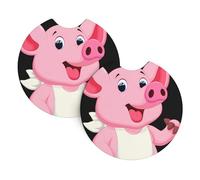 Yyhhaofa Pink Little Pig Pattern Car Interior Cup Holder Pad 2 Pc Waterproof & Quick Drying, Protects Against Spills & Scratches