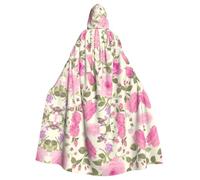 YYHHAOFA Pink Roses Pattern Halloween Adult Hooded Cape Men'S And Women'S Clothing Mantle Role-Playing