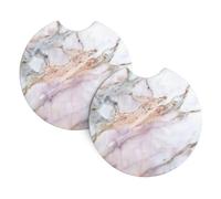 YYHHAOFA Pink White Marble Pattern Prints Car Cup Coasters 2-Pack - Engineered Neoprene Layers: Extreme Temp & Spill Protection