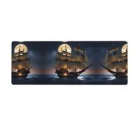 Yyhhaofa Pirate Sailboat Full Moon Printed Extra Large Mouse Pad, Computer Office Anti Slip Gaming Keyboard Thickened Version 12x31.5in