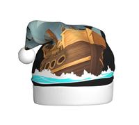 YYHHAOFA Pirate ship in the waves Picture Christmas Hat for Adult for men and women clothing headband for festive occasions