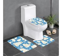 YYHHAOFA Polar Bear Picture Anti-Slip Bathroom Rugs Set - 3-Piece Contour, Oval & Rectangular Mats for Toilet, Vanity & Restrooms