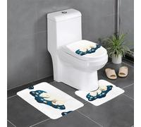 YYHHAOFA Polar bear sleeping with fish Printed Anti slip floor mat three piece set bathroom carpet anti slip durable