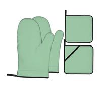 YYHHAOFA Polyester Oven Mitts and Pot Holders Set, Bright Green, Waterproof, Heat-Resistant, 4 Piece