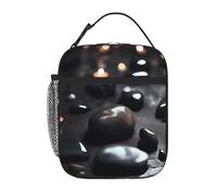 YYHHAOFA Portable Insulated Lunch Bag Black Mystery Heart Stone Printing Reusable Lunch Bag Durable for Men and Women Easy Carrying