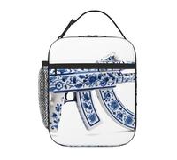 YYHHAOFA Portable Insulated Lunch Bag Ceramic Gun Printing Reusable Lunch Bag Durable for Men and Women Easy Carrying