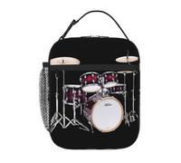 YYHHAOFA Portable Insulated Lunch Bag Exquisite Drum Set Printing Reusable Lunch Bag Durable for Men and Women Easy Carrying