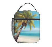 YYHHAOFA Portable Insulated Lunch Bag Palm Trees and Clear Sea Printing Reusable Lunch Bag Durable for Men and Women Easy Carrying