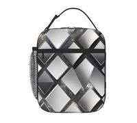 YYHHAOFA Portable Insulated Lunch Bag Silver Sequin Sparkle Pattern Printing Reusable Lunch Bag Durable for Men and Women Easy Carrying