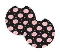 Yyhhaofa Powder Pig Pattern Car Interior Cup Holder Pad 2 Pc Waterproof & Quick Drying, Protects Against Spills & Scratches