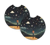 YYHHAOFA Praying Under The Starry Sky Prints Car Coasters 2 Pack - Durable, Waterproof, and Stylish Cup Holder Protection