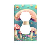 YYHHAOFA Pretty Little Mushrooms Printed Double Socket Wall Panel Decorative is Durable and Suitable for Socket Light Switch Accessories 4.5x2.76in