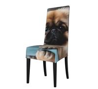 YYHHAOFA Protection cover for dining chair Cute Pekingese Printing - Soft, Comfortable, Needed Stretchable for Most Armless Chair