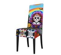 YYHHAOFA Protection cover for dining chair Day of The Dead Printing - Soft, Comfortable, Needed Stretchable for Most Armless Chair