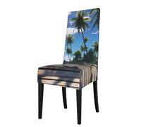 YYHHAOFA Protection cover for dining chair Paradise Beach Palm Trees Printing - Soft, Comfortable, Needed Stretchable for Most Armless Chair
