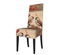 YYHHAOFA Protection cover for dining chair Sparrow On Red Fruit Branch Printing - Soft, Comfortable, Needed Stretchable for Most Armless Chair