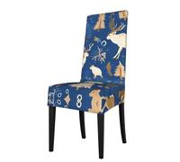 YYHHAOFA Protection cover for dining chair wildlife hunting deer bear elk Printing - Soft, Comfortable, Needed Stretchable for Most Armless Chair