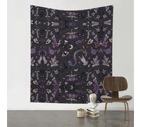 YYHHAOFA Purple Black Goth Spooky Prints 60x51in Wall Tapestry - Durable Polyester Throw Blanket for Dorm Decor, Beach Picnics & Versatile Room Layering