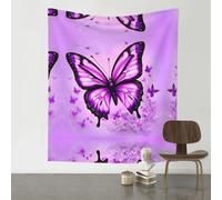YYHHAOFA Purple Butterfly Prints 60x51in Wall Tapestry - Durable Polyester Throw Blanket for Dorm Decor, Beach Picnics & Versatile Room Layering
