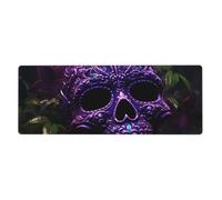 YYHHAOFA Purple Floser And Sugar Horror Skull Printed Extra Large Mouse Pad, Computer Office Anti Slip Gaming Keyboard Thickened Version 12x31.5in