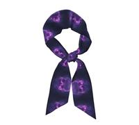 YYHHAOFA Purple glowing head Prints Long Silk Scarf for Women, Soft, Silky, Glossy, Skin Friendly, Breathable, Hair Scarf, Headband