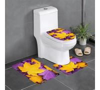 YYHHAOFA Purple Maple Leaf Pattern Three Piece Set of Bathroom Floor mats, Bathroom Shower mats, Anti Slip Quick Drying