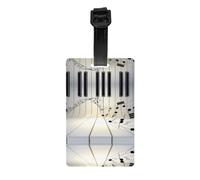YYHHAOFA PVC Luggage Tag - Durable Business Card Size | with Detachable Wristband for Travel, Backpacks, Suitcases, and Gym Bags Piano Music Symbol Pattern