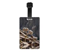 YYHHAOFA PVC Luggage Tag - Durable Business Card Size | with Detachable Wristband for Travel, Backpacks, Suitcases, and Gym Bags Mountain Goats Climbing Pattern