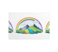 YYHHAOFA Rainbow Behind The Mountain Prints Placemats Set of 6 12x18in - Create Cozy Table Settings for Everyday Moments & Special Gatherings