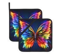 YYHHAOFA Rainbow Butterfly Prints Square Insulated Pot Holder Set of 2 8x8 in for Kitchen lids, Microwave ovens, Outdoor barbecues