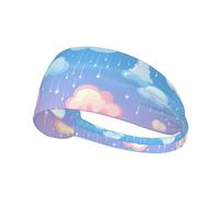 YYHHAOFA Rainbow Clouds Raindrop Pattern Sports Headband for Women Sweat Proof Bandeau Summer Elastic Band