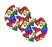 Yyhhaofa Rainbow Colored Gay Pride Hearts Pattern Car Interior Cup Holder Pad 2 Pc Waterproof & Quick Drying, Protects Against Spills & Scratches