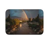 YYHHAOFA Rainbow on The River Beach Pattern Crystal Velvet Lock Edge Floor mat, Bedroom Carpet, Parlor, Dormitory Home Decoration