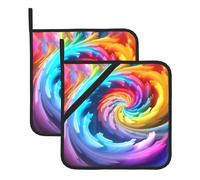 YYHHAOFA Rainbow Swirl Prints Square Insulated Pot Holder Set of 2 8x8 in for Kitchen lids, Microwave ovens, Outdoor barbecues