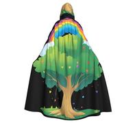 YYHHAOFA Rainbow Under The Tree Pattern Halloween Adult Hooded Cape Men'S And Women'S Clothing Mantle Role-Playing
