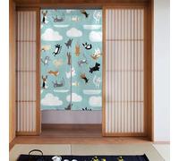 YYHHAOFA Raining Cats & Dogs Printed Curtain two Pieces Spliced 34x56in Fabric curtains, room dividers Fabric, Smooth & Not Easily Wrinkled