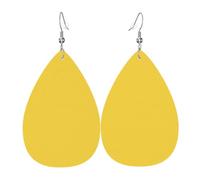 YYHHAOFA Rape Yellow Prints Teardrop Leather Earrings - Vivid Dangle Drops for Women, Lightweight Fashion Jewelry, Silver-Plated Hooks for Sensitive Ears & Holiday Events