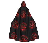 YYHHAOFA Rare Blood Moon Pattern Halloween Adult Hooded Cape Men'S And Women'S Clothing Mantle Role-Playing