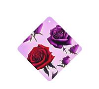 YYHHAOFA Red and purple roses Prints Square Car Air Fresheners Cards Set of 6 Pieces : Hanging Scented Cards for bedroom Bathroom Car Interior Decor