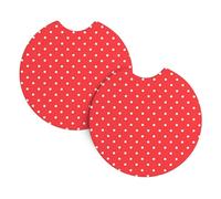 YYHHAOFA Red And White Polka Dots Prints Car Cup Coasters 2-Pack - High-Grade Drink Layers: Protect Your Ride & Simplify Life!
