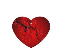 YYHHAOFA Red Cherry Blossom Prints Heart Shape Car Air Fresheners Cards Set of 6 Pieces : Hanging Scented Cards for bedroom Bathroom Car Interior Decor