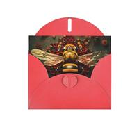 YYHHAOFA Red Greeting Card bee honeybee Picture for Christmas, Children's Birthday, Valentine's Day, and Party Invitation