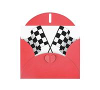 YYHHAOFA Red Greeting Card Black White Formula Checkered Flags Pattern Picture 4x6in for Christmas, children's birthdays, Valentine's Day, wedding anniversaries, and party invitations
