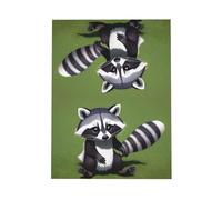 YYHHAOFA Red Greeting Card Cartoon Raccoon Picture for Christmas, Children's Birthday, Valentine's Day, and Party Invitation