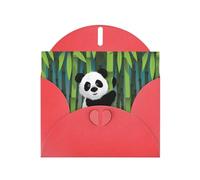 YYHHAOFA Red Greeting Card Curious Baby Panda Picture 4x6in for Christmas, children's birthdays, Valentine's Day, wedding anniversaries, and party invitations