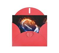 YYHHAOFA Red Greeting Card Galaxy Space American Football Picture 4x6in for Christmas, children's birthdays, Valentine's Day, wedding anniversaries, and party invitations