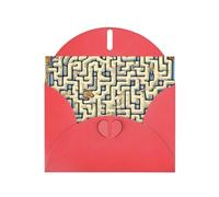 YYHHAOFA Red Greeting Card Labyrinth Treasure Map Picture 4x6in for Christmas, children's birthdays, Valentine's Day, wedding anniversaries, and party invitations