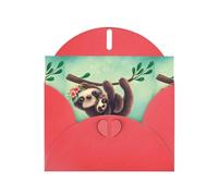 YYHHAOFA Red Greeting Card Lazy Cute Sloth Hanging the Branches Picture 4x6in for Christmas, children's birthdays, Valentine's Day, wedding anniversaries, and party invitations