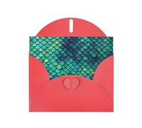 YYHHAOFA Red Greeting Card Mermaid Scale Picture for Christmas, Children's Birthday, Valentine's Day, and Party Invitation
